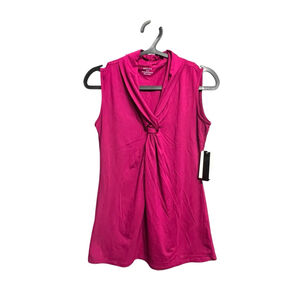 Grace Pink Sleeveless Blouse S Cowl Neck Knot Front